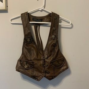 Fake leather vest
